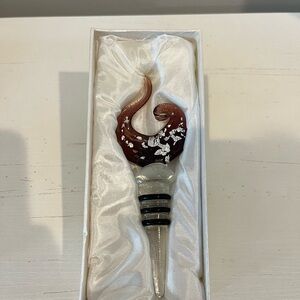 Murano Art Deco Collection Purple Glass Wine Stopper